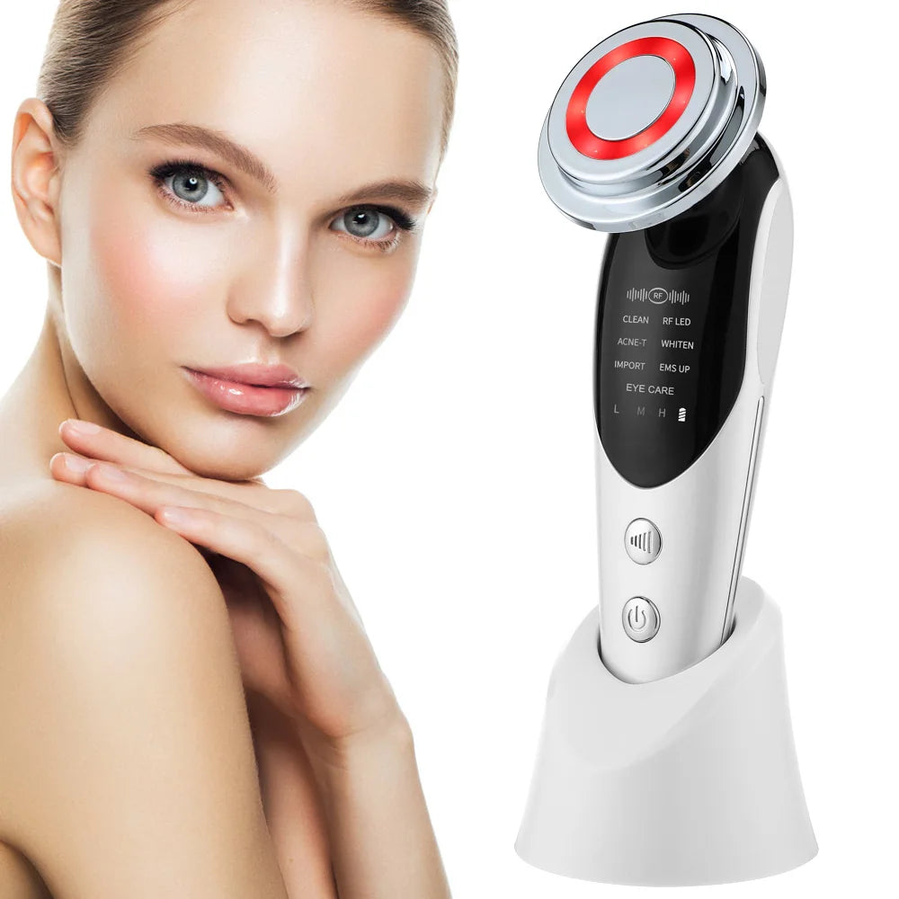 7 in 1 EMS Microcurrent Beauty Device Face Lifting Machine Skin Rejuvenation Anti Wrinkle Face Cleaning Vibration Massager