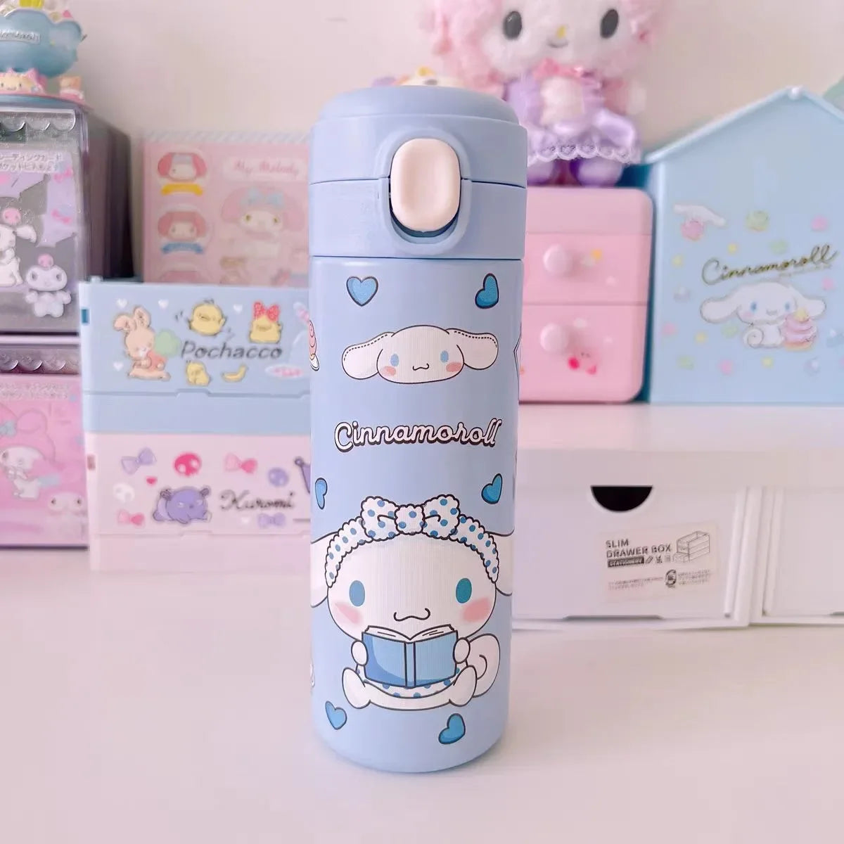 1pc Cartoon Thermos 304 Stainless Steel Double Layer Insulated Coffee Cup Student School Water Bottle Girl's Gift Water Cup