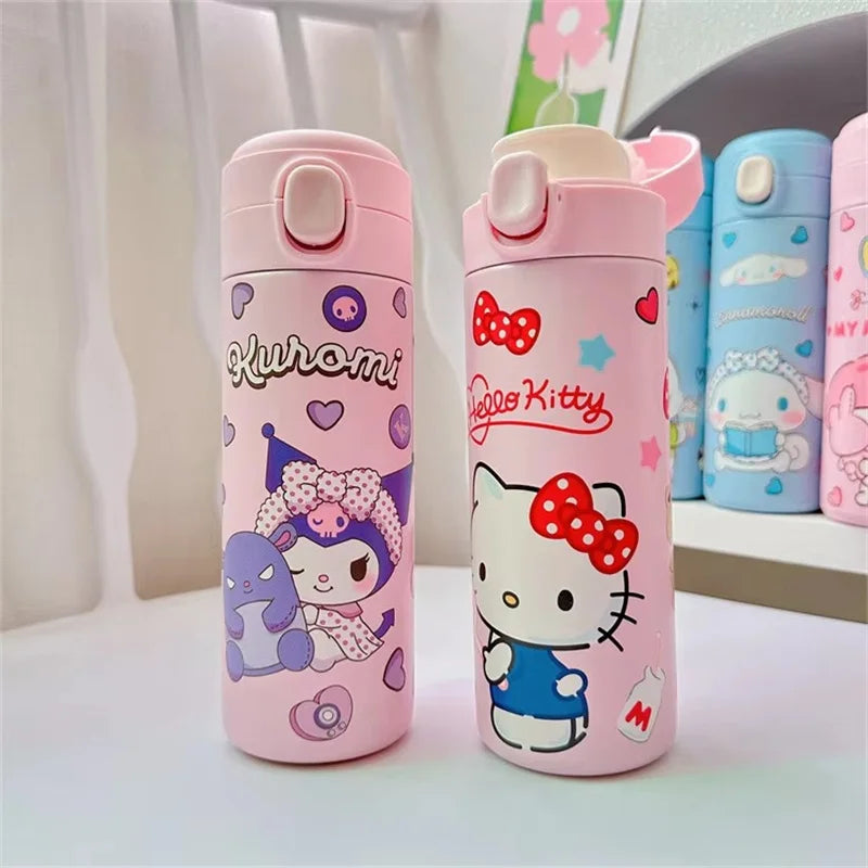 1pc Cartoon Thermos 304 Stainless Steel Double Layer Insulated Coffee Cup Student School Water Bottle Girl's Gift Water Cup