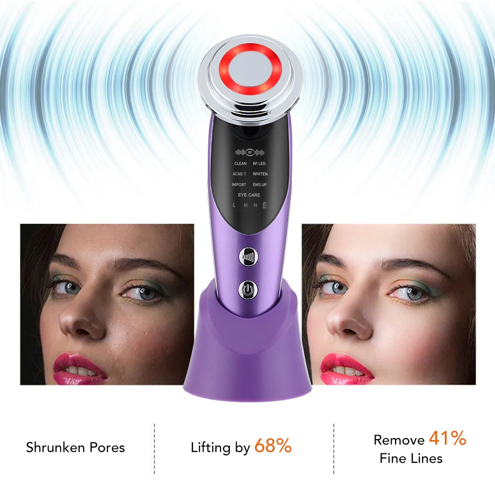 7 in 1 EMS Microcurrent Beauty Device Face Lifting Machine Skin Rejuvenation Anti Wrinkle Face Cleaning Vibration Massager