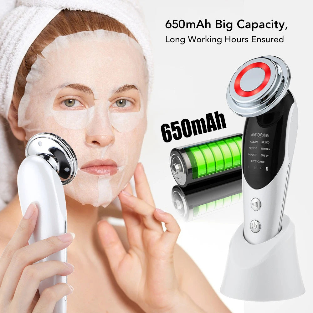 7 in 1 EMS Microcurrent Beauty Device Face Lifting Machine Skin Rejuvenation Anti Wrinkle Face Cleaning Vibration Massager