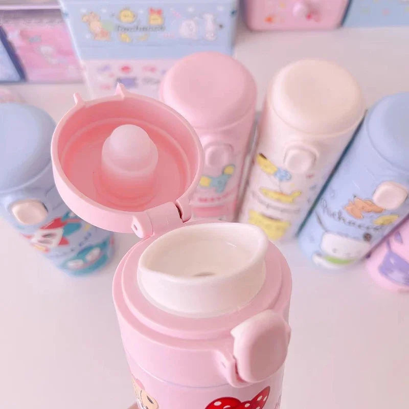 1pc Cartoon Thermos 304 Stainless Steel Double Layer Insulated Coffee Cup Student School Water Bottle Girl's Gift Water Cup