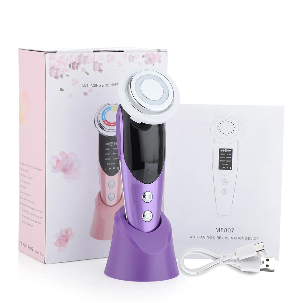 7 in 1 EMS Microcurrent Beauty Device Face Lifting Machine Skin Rejuvenation Anti Wrinkle Face Cleaning Vibration Massager