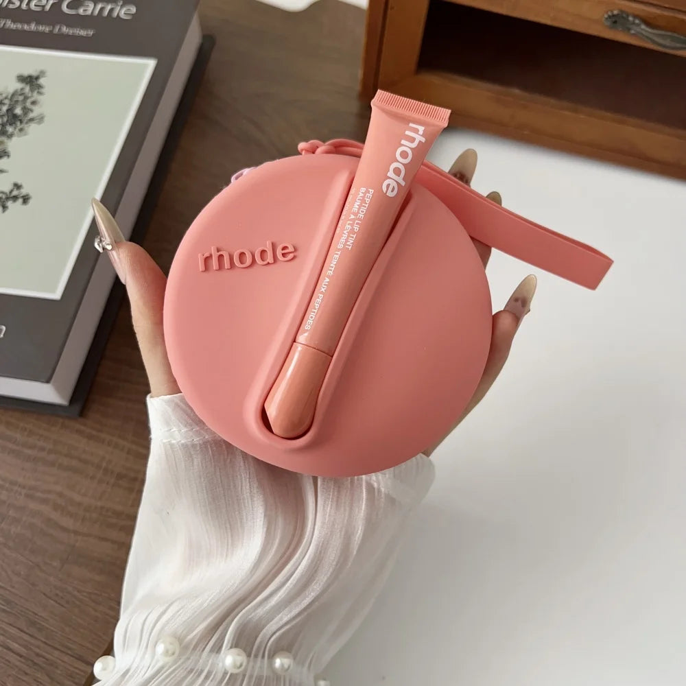 Rhode Lip Gloss Bag Cosmetic Mirror Organizer Coin Purse Lipstick Lip Glaze Organizer Storage Bag Toast Ribbon Espresso Lip Balm