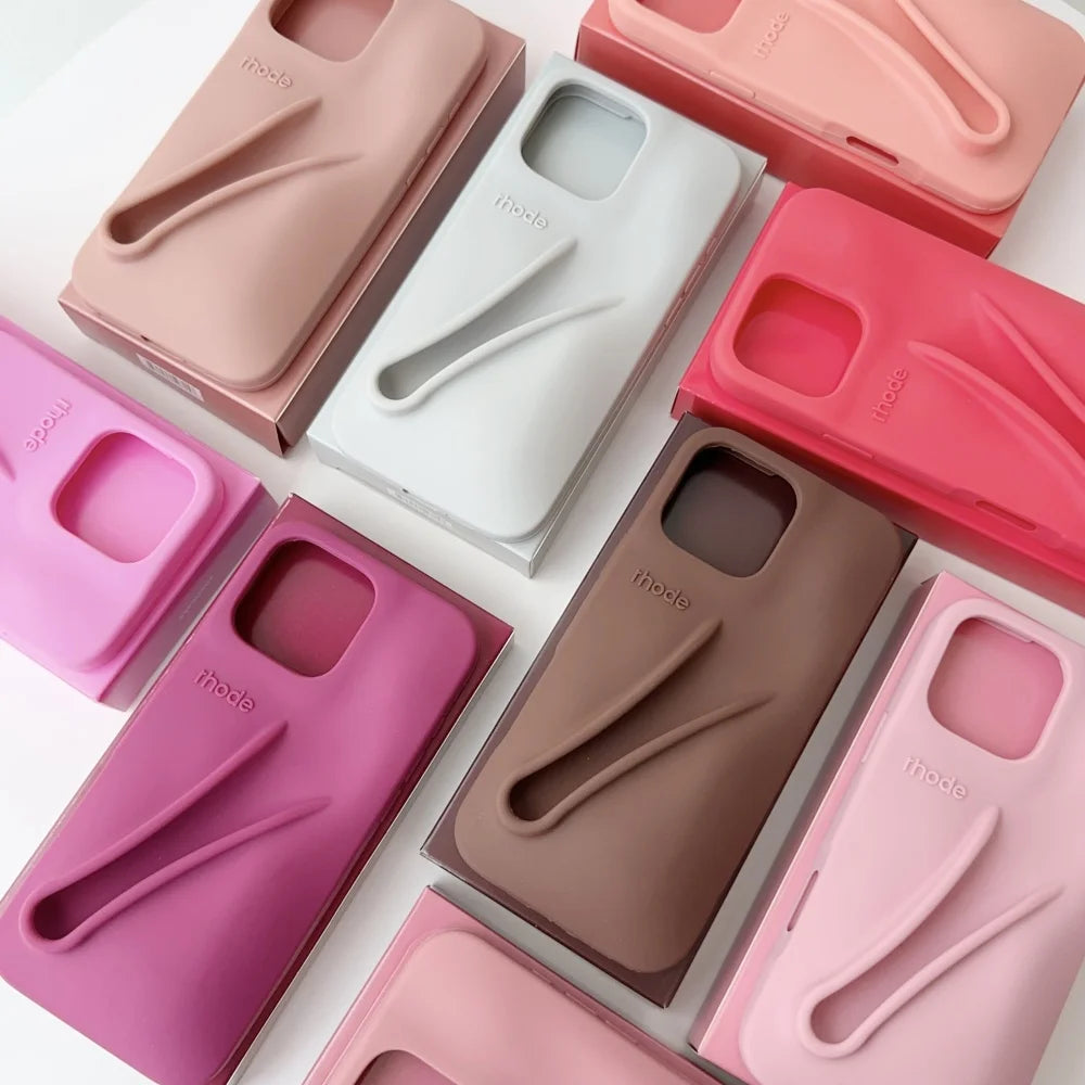RHODE Soft Silicone Case For iPhone 16 15 14 Plus 13 12 11 Pro Max 16E Lipstick Portable Lip Gloss Holder