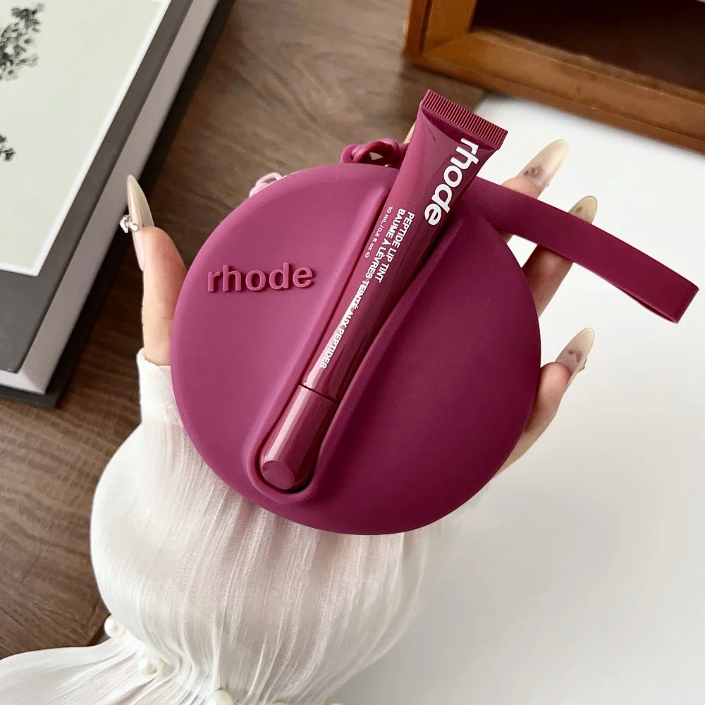 Rhode Lip Gloss Bag Cosmetic Mirror Organizer Coin Purse Lipstick Lip Glaze Organizer Storage Bag Toast Ribbon Espresso Lip Balm