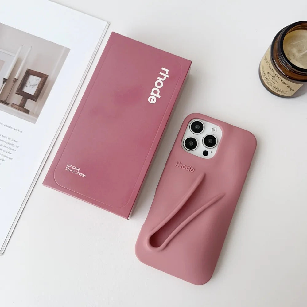 RHODE Soft Silicone Case For iPhone 16 15 14 Plus 13 12 11 Pro Max 16E Lipstick Portable Lip Gloss Holder