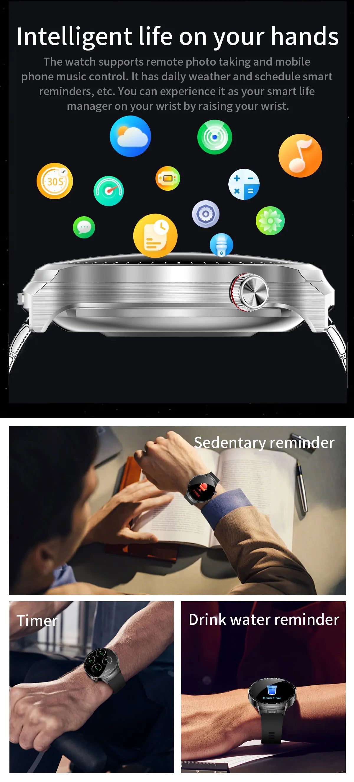 LIGE Smart Watch TWS 2-in-1 Headset Bluetooth Call Heart Rate Blood Pressure Health Monitoring Headphones Play Music Smartwatch