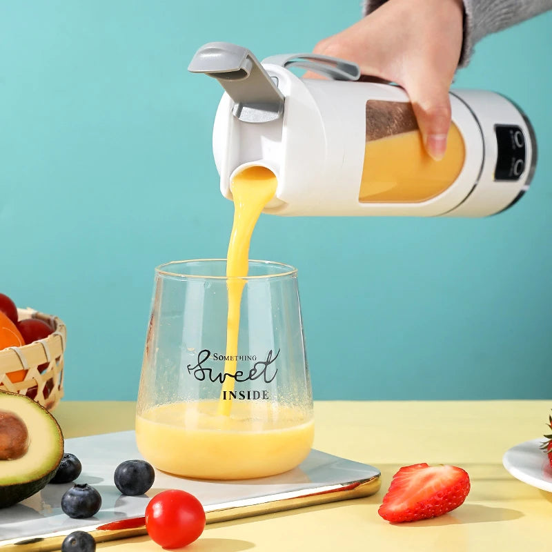 LED display mixer, 450ml USB rechargeable portable milkshake mixer - equipped with a 12 piece juicer - small juice mixer