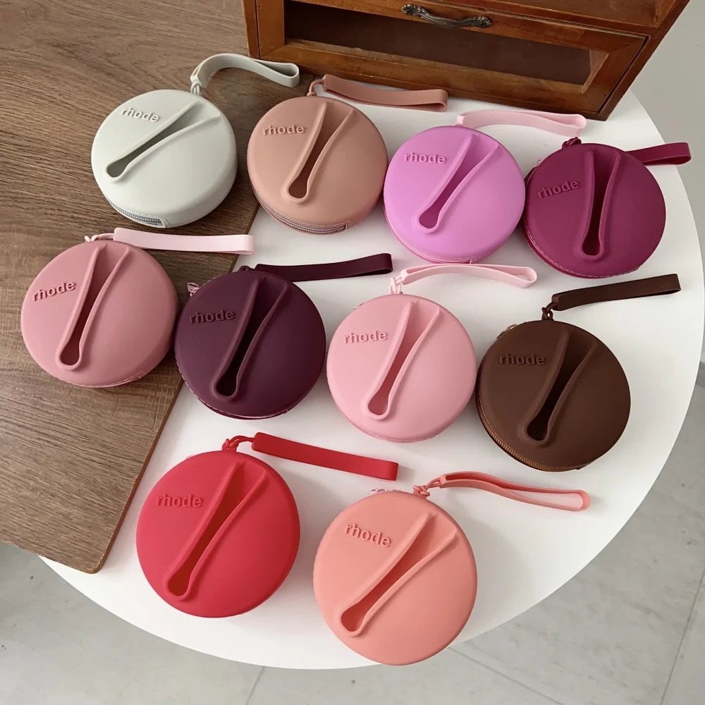 Rhode Lip Gloss Bag Cosmetic Mirror Organizer Coin Purse Lipstick Lip Glaze Organizer Storage Bag Toast Ribbon Espresso Lip Balm