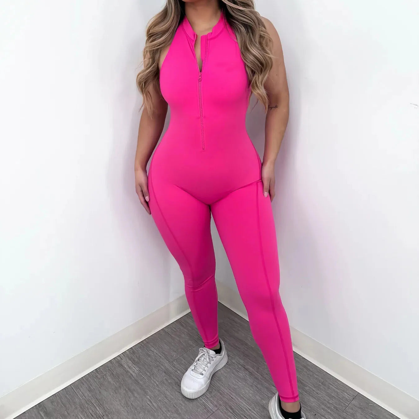 Zipper Padded Yoga Jumpsuit Short Playsuit Women Romper Sleeveless Gym Fitness Overalls One Piece Sports Shorts Bodysuit