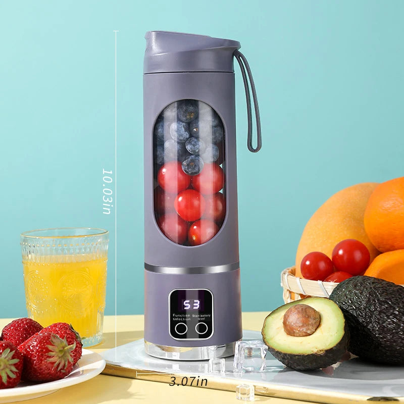 LED display mixer, 450ml USB rechargeable portable milkshake mixer - equipped with a 12 piece juicer - small juice mixer