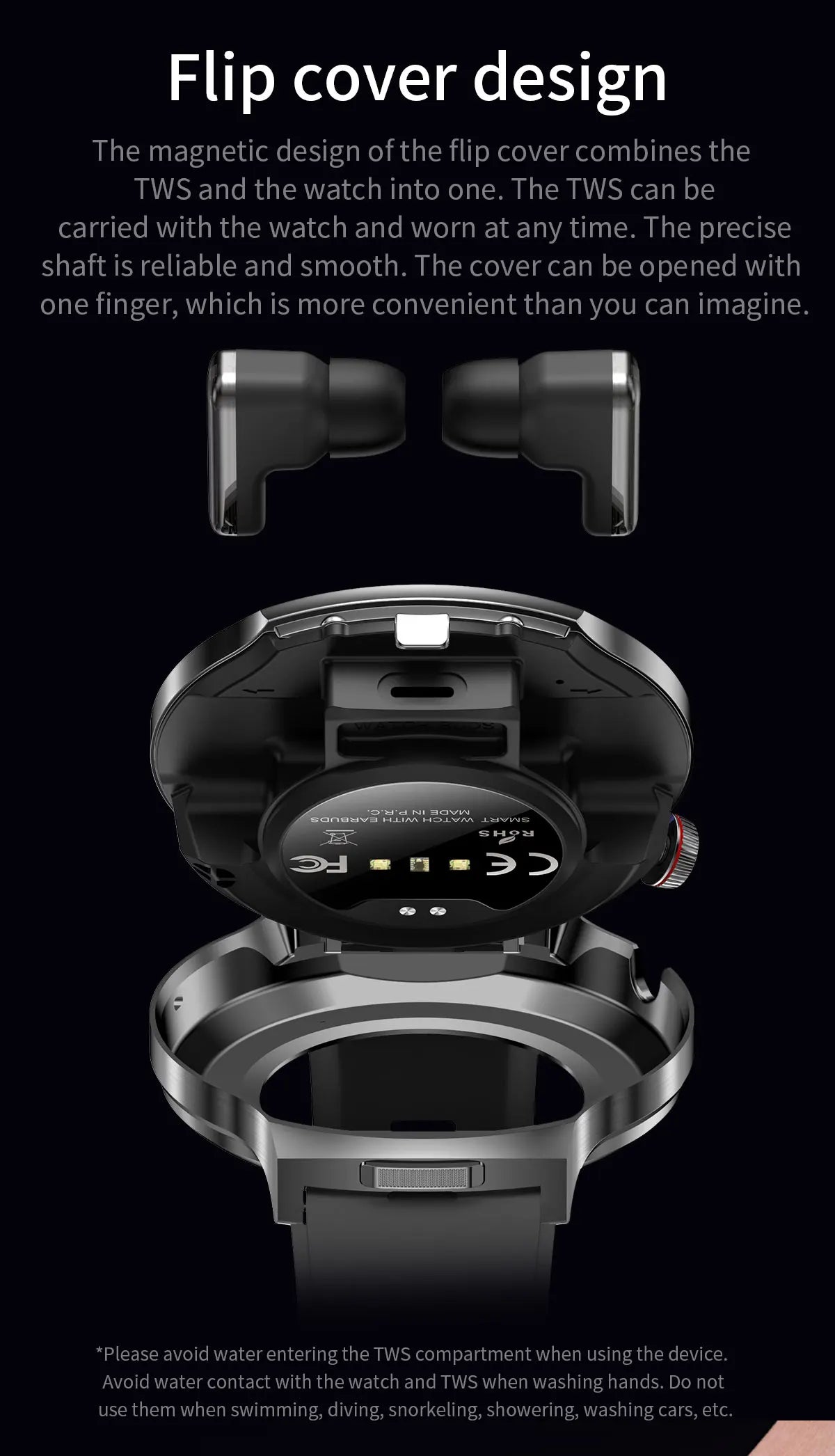 LIGE Smart Watch TWS 2-in-1 Headset Bluetooth Call Heart Rate Blood Pressure Health Monitoring Headphones Play Music Smartwatch