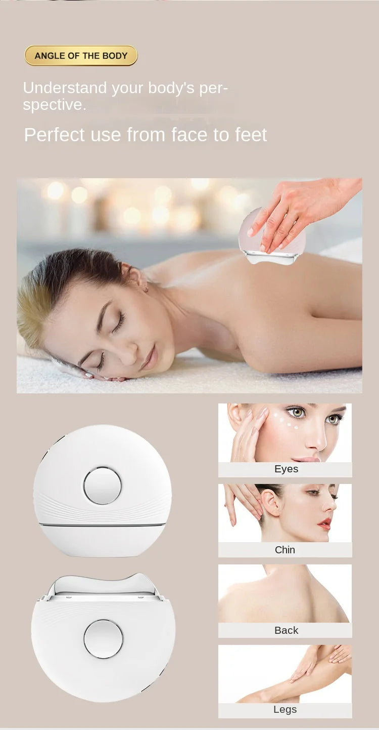 Hot and Cold Micro-current Beauty Instrument Vibrating LED Red and Blue Light Scraping Instrument, Household Neck Beauty Massage