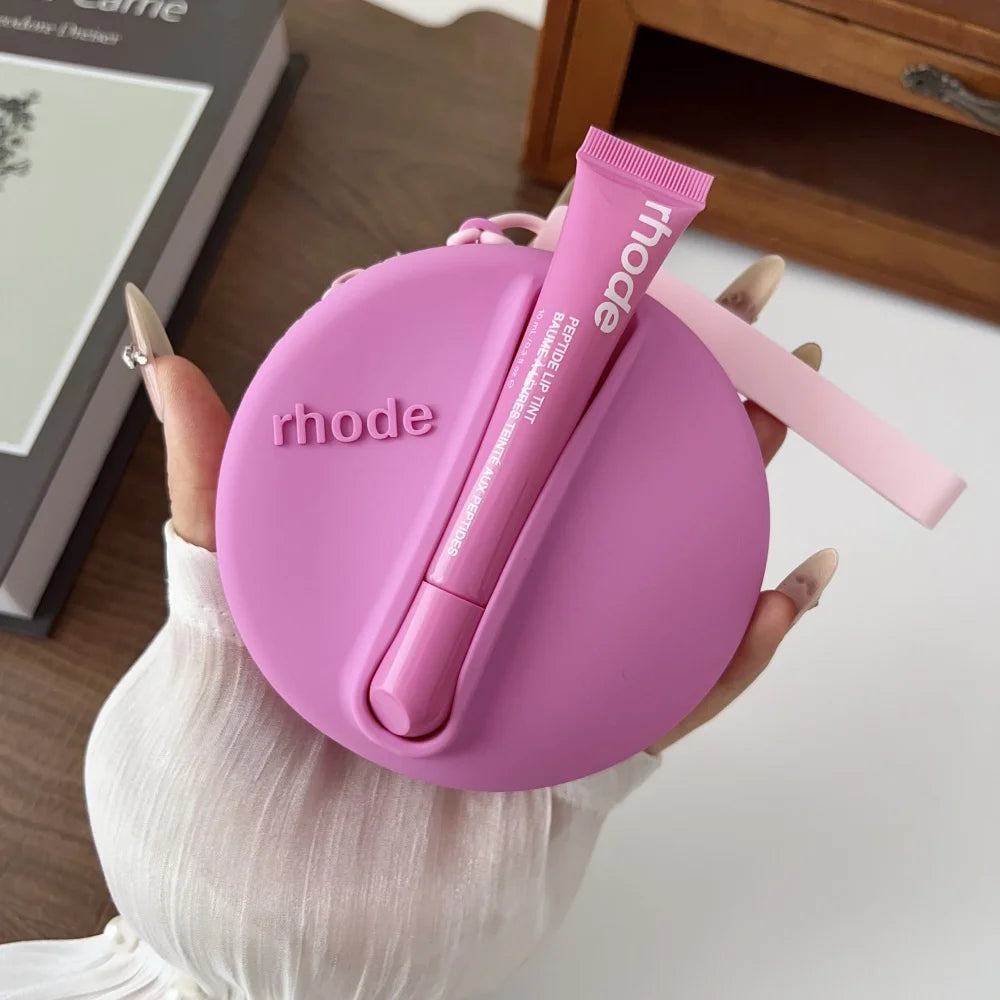 Rhode Lip Gloss Bag Cosmetic Mirror Organizer Coin Purse Lipstick Lip Glaze Organizer Storage Bag Toast Ribbon Espresso Lip Balm