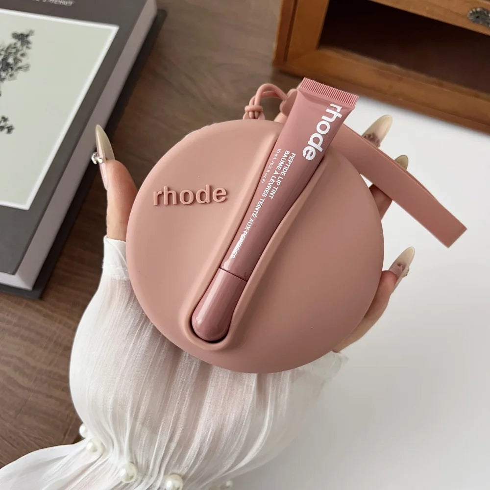 Rhode Lip Gloss Bag Cosmetic Mirror Organizer Coin Purse Lipstick Lip Glaze Organizer Storage Bag Toast Ribbon Espresso Lip Balm