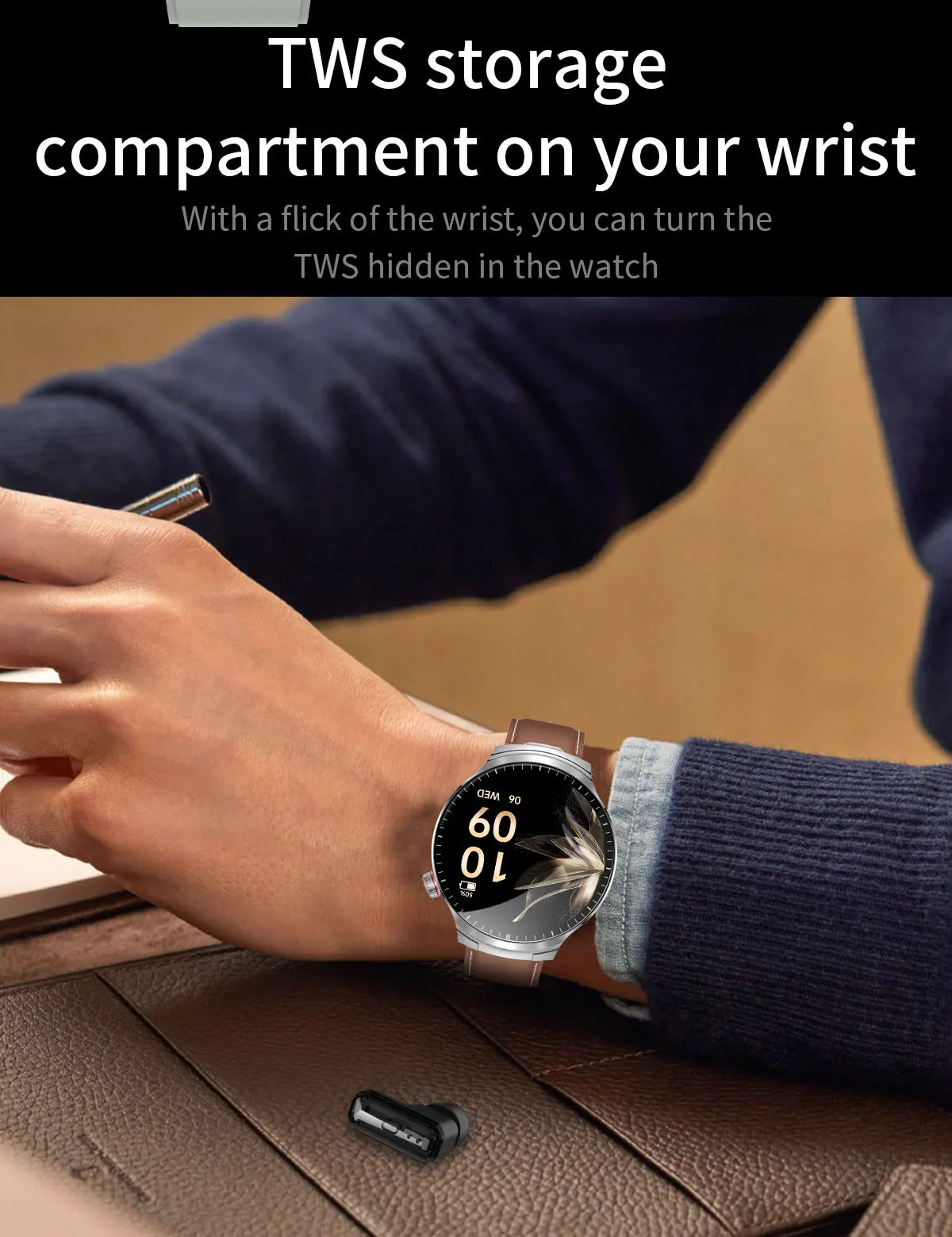 LIGE Smart Watch TWS 2-in-1 Headset Bluetooth Call Heart Rate Blood Pressure Health Monitoring Headphones Play Music Smartwatch