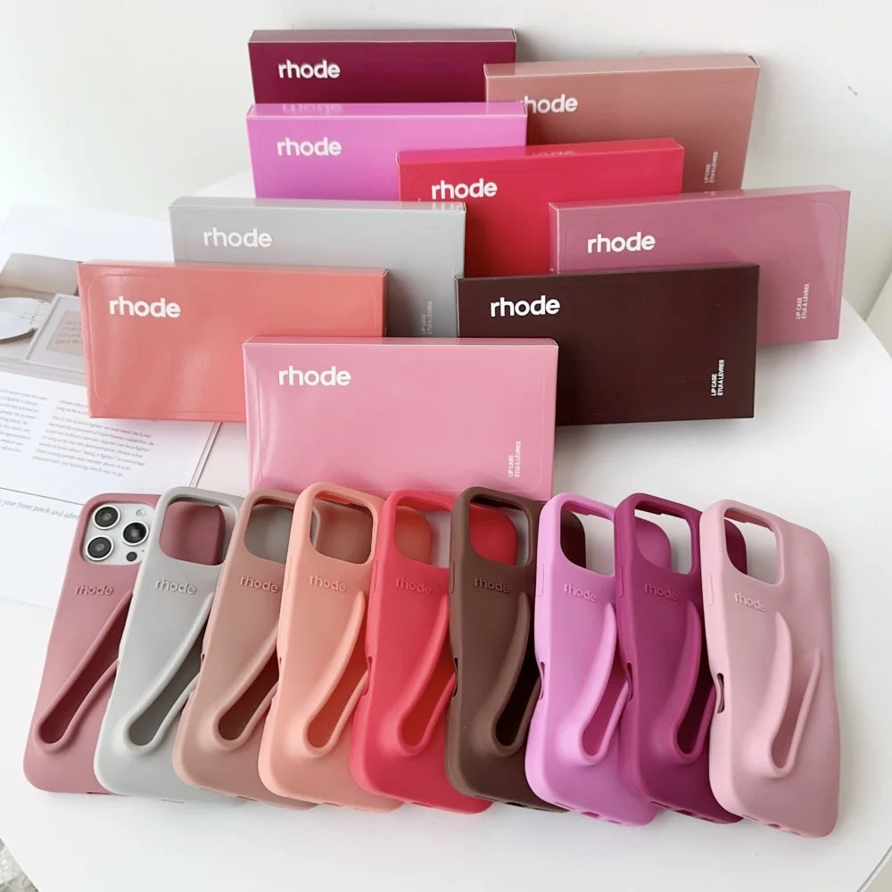 RHODE Soft Silicone Case For iPhone 16 15 14 Plus 13 12 11 Pro Max 16E Lipstick Portable Lip Gloss Holder