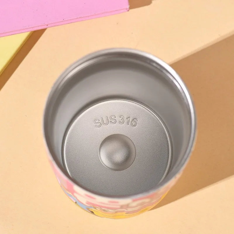 New Labcloth 316 Stainless Steel Mug Cartoon High-value Straw Cup Portable Large-capacity Ice American Coffee Cup Water Bottle