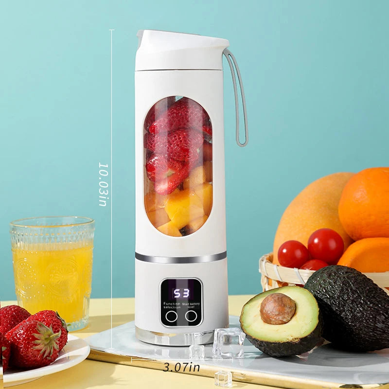 LED display mixer, 450ml USB rechargeable portable milkshake mixer - equipped with a 12 piece juicer - small juice mixer