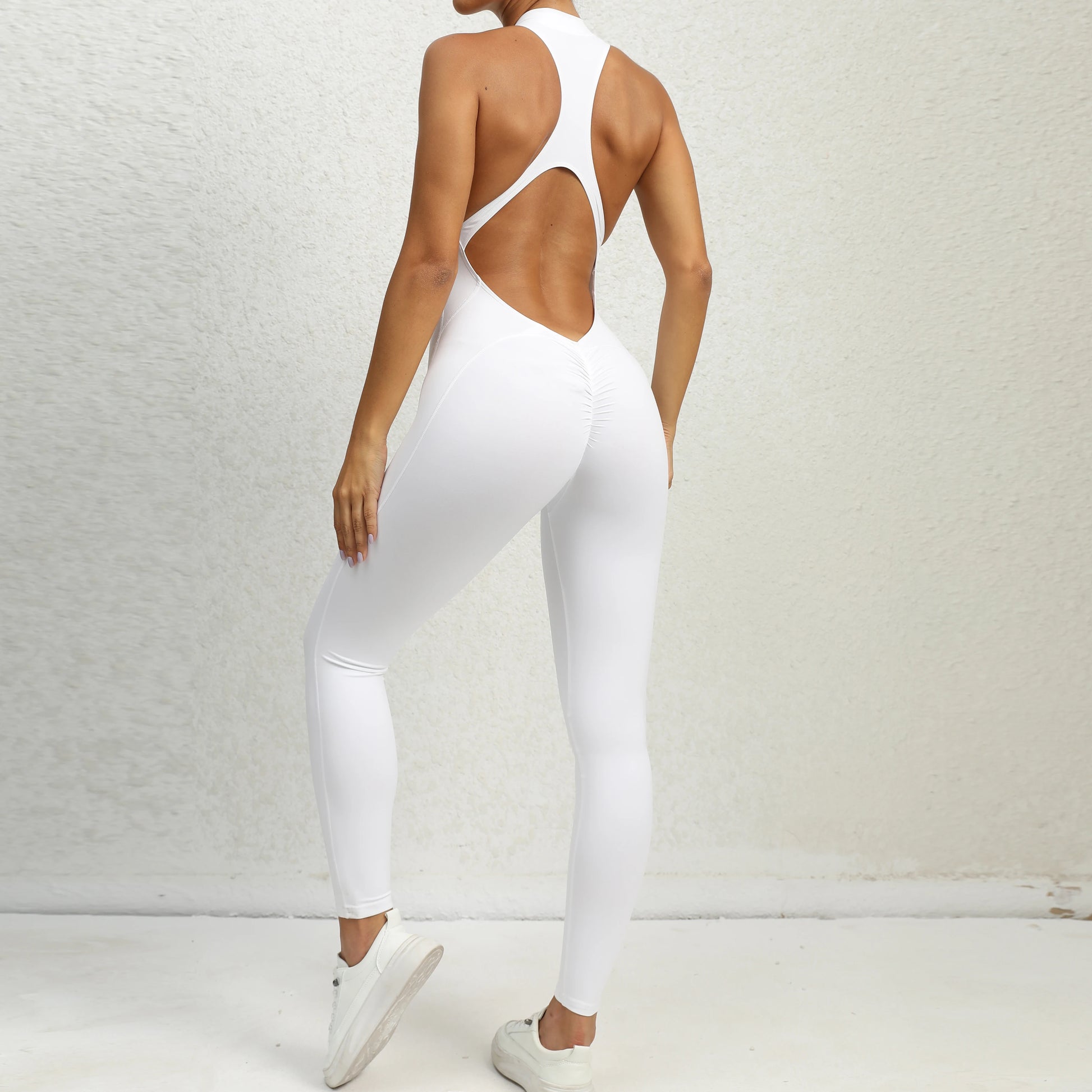 Zipper Padded Yoga Jumpsuit Short Playsuit Women Romper Sleeveless Gym Fitness Overalls One Piece Sports Shorts Bodysuit