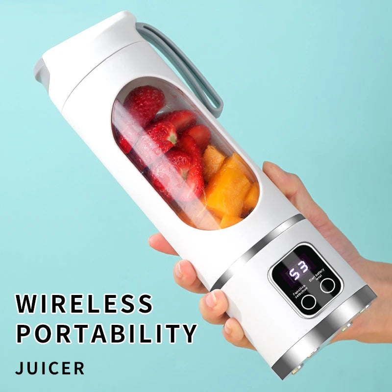LED display mixer, 450ml USB rechargeable portable milkshake mixer - equipped with a 12 piece juicer - small juice mixer