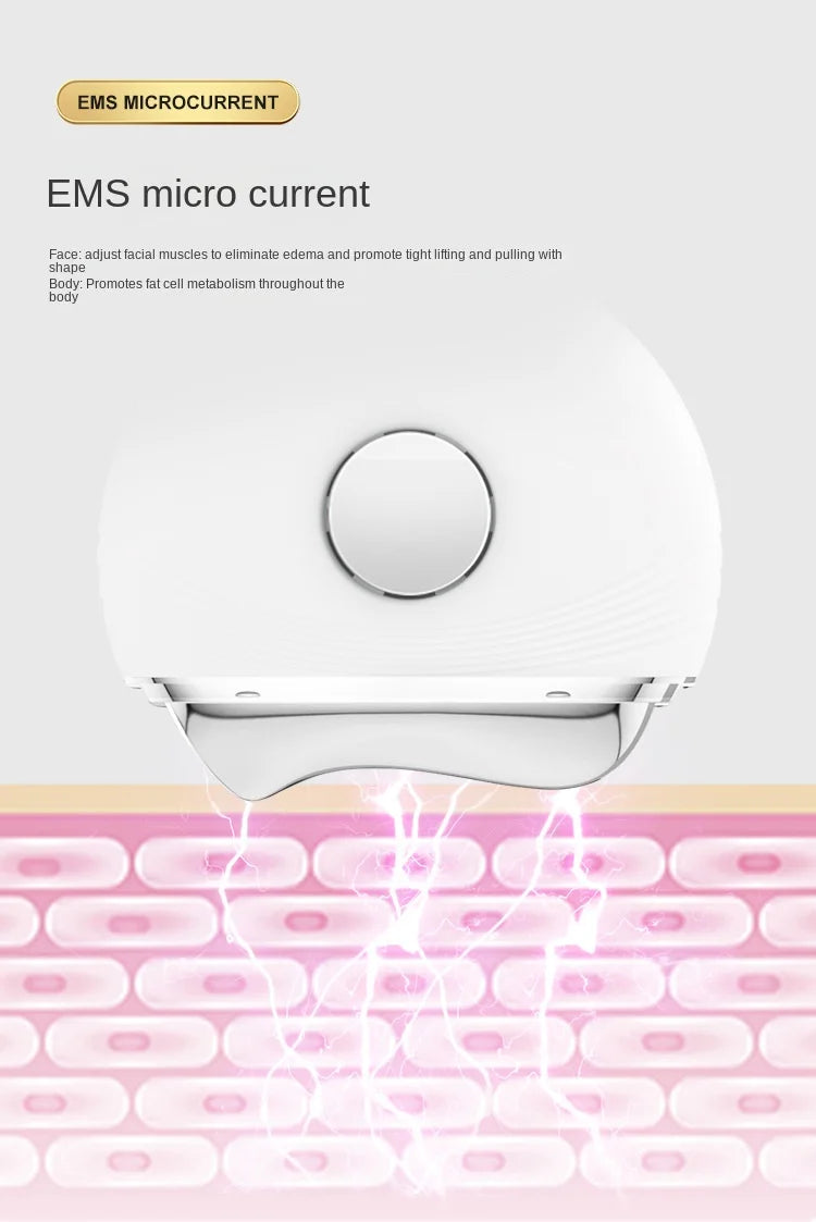 Hot and Cold Micro-current Beauty Instrument Vibrating LED Red and Blue Light Scraping Instrument, Household Neck Beauty Massage