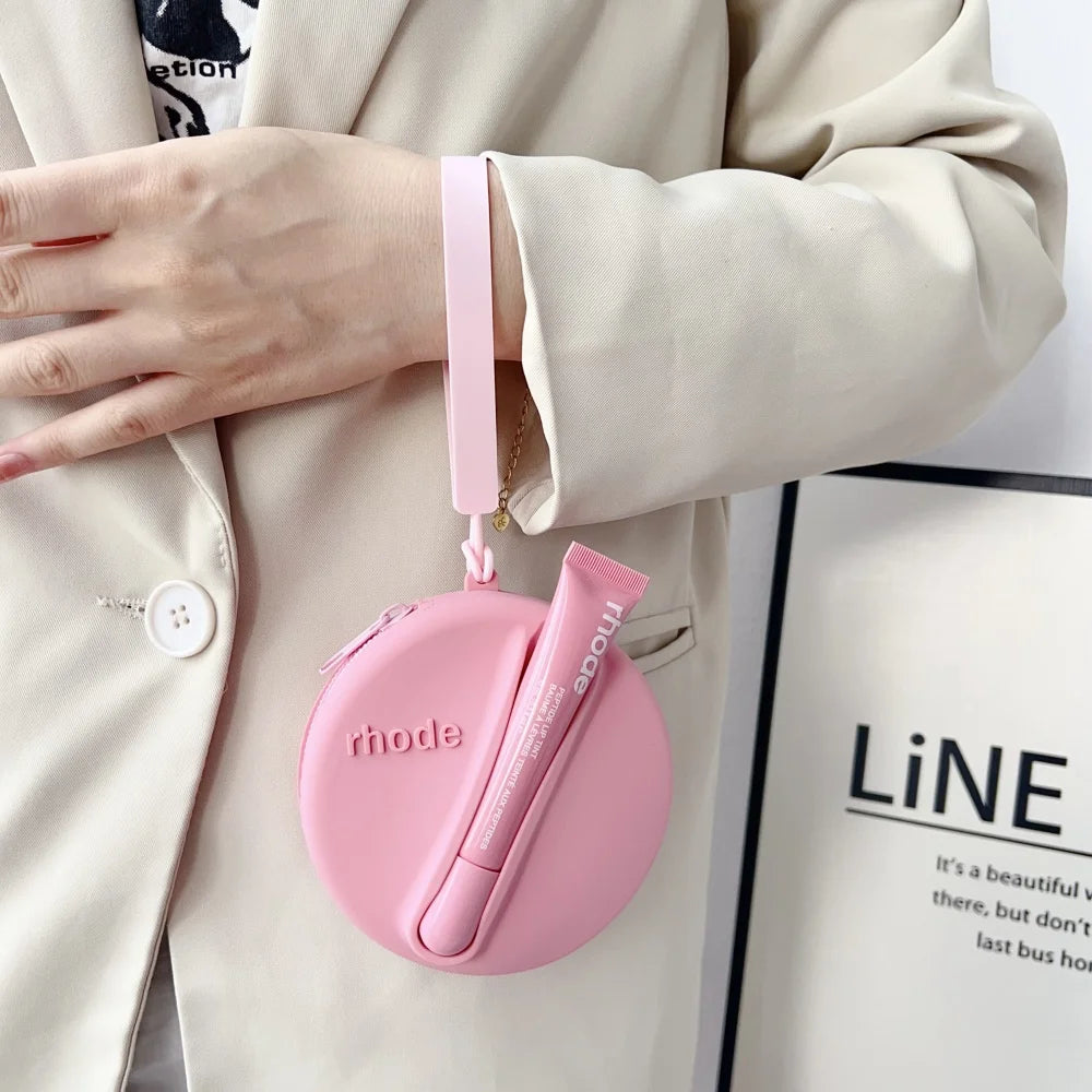 Rhode Lip Gloss Bag Cosmetic Mirror Organizer Coin Purse Lipstick Lip Glaze Organizer Storage Bag Toast Ribbon Espresso Lip Balm