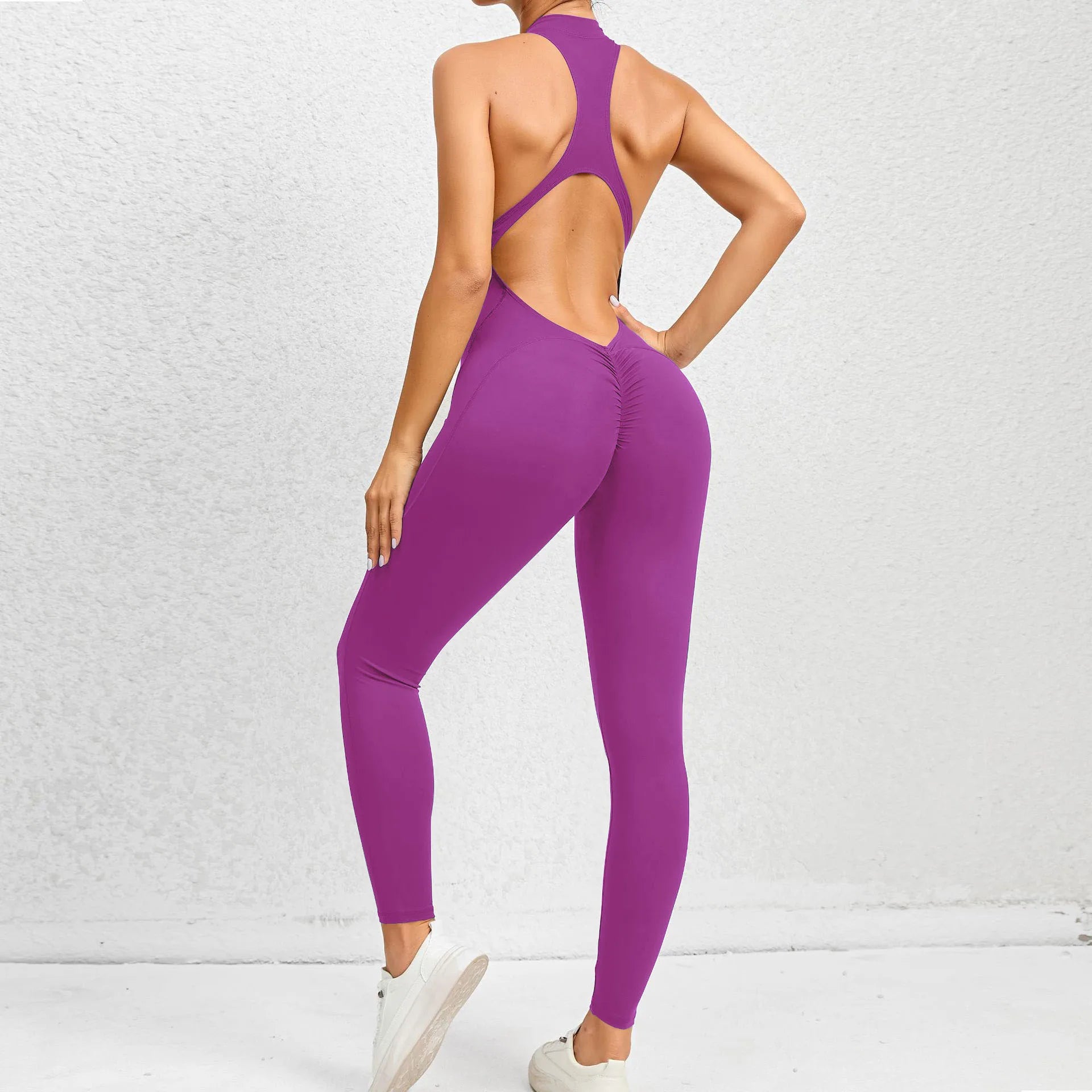 Zipper Padded Yoga Jumpsuit Short Playsuit Women Romper Sleeveless Gym Fitness Overalls One Piece Sports Shorts Bodysuit