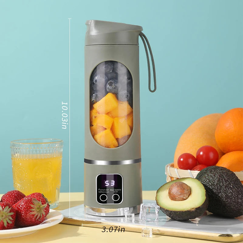 LED display mixer, 450ml USB rechargeable portable milkshake mixer - equipped with a 12 piece juicer - small juice mixer