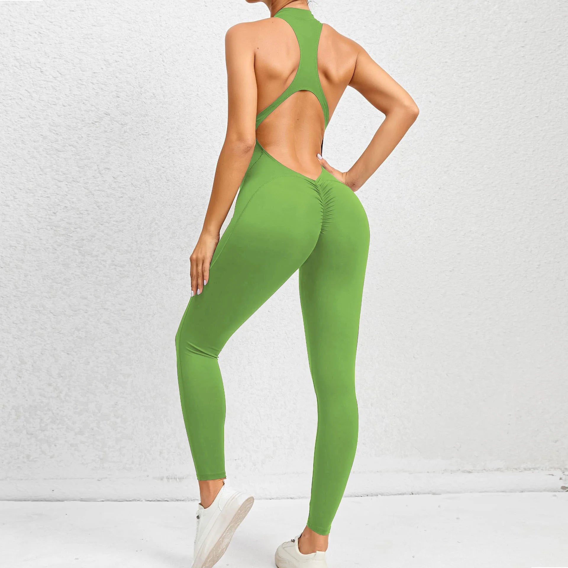 Zipper Padded Yoga Jumpsuit Short Playsuit Women Romper Sleeveless Gym Fitness Overalls One Piece Sports Shorts Bodysuit