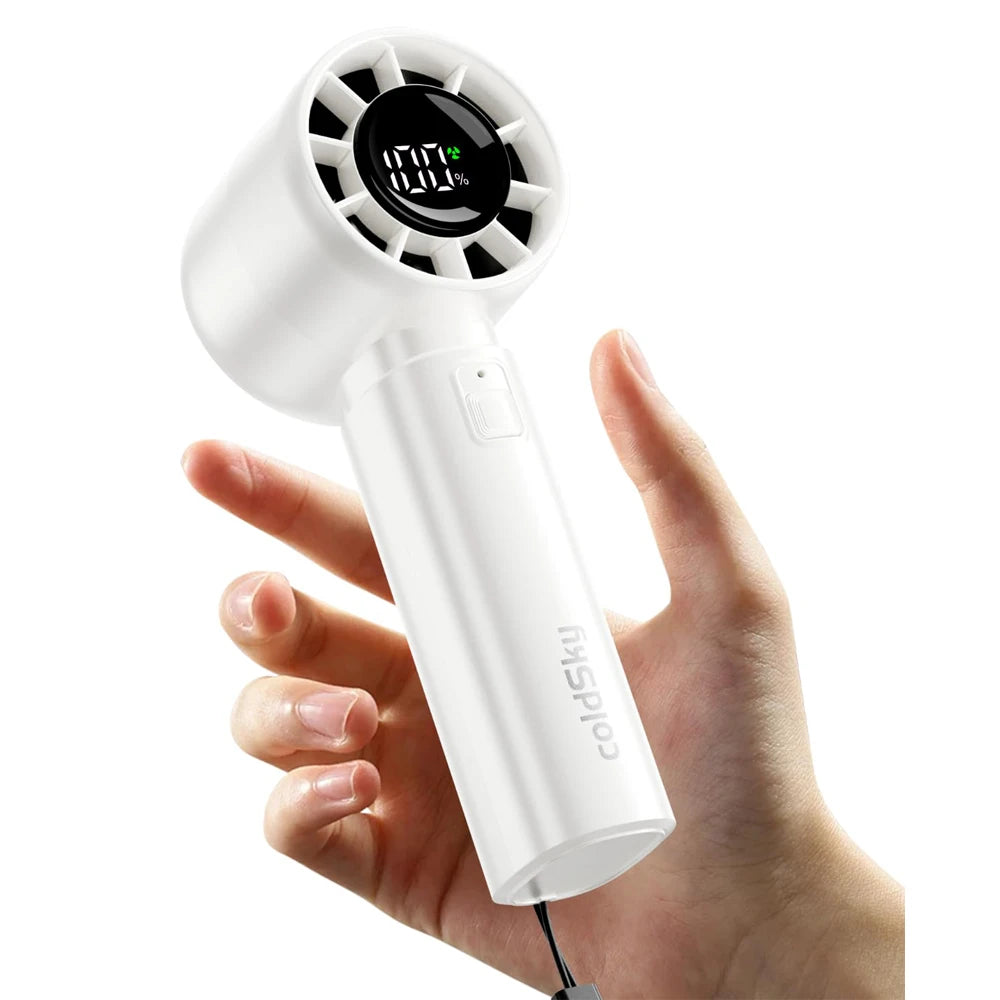 coldSky Portable Handheld Fan 4000mAh Battery Operated with LED Display Handheld Personal Small Fan 5 Speed Mini Fan for Travel