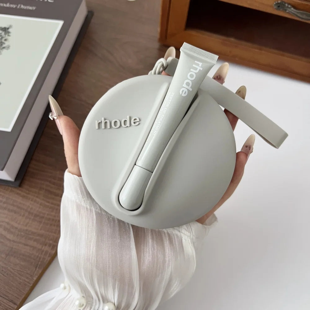 Rhode Lip Gloss Bag Cosmetic Mirror Organizer Coin Purse Lipstick Lip Glaze Organizer Storage Bag Toast Ribbon Espresso Lip Balm