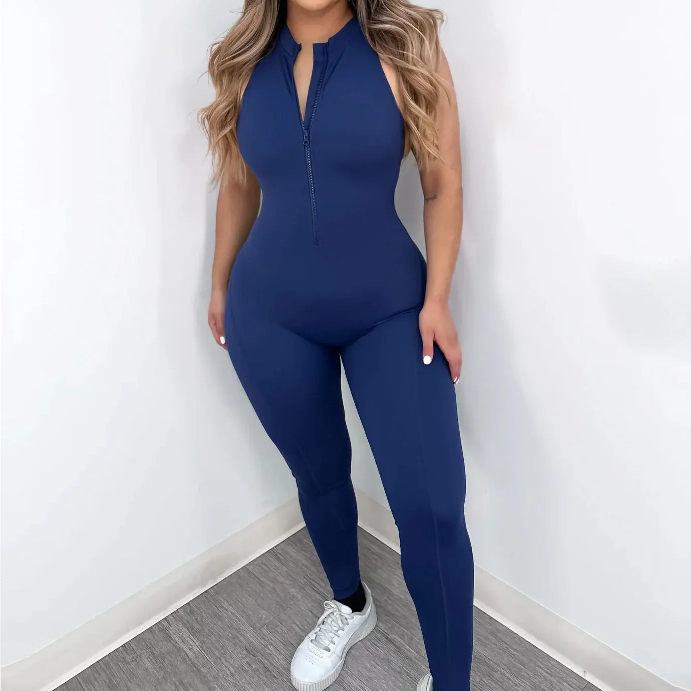 Zipper Padded Yoga Jumpsuit Short Playsuit Women Romper Sleeveless Gym Fitness Overalls One Piece Sports Shorts Bodysuit
