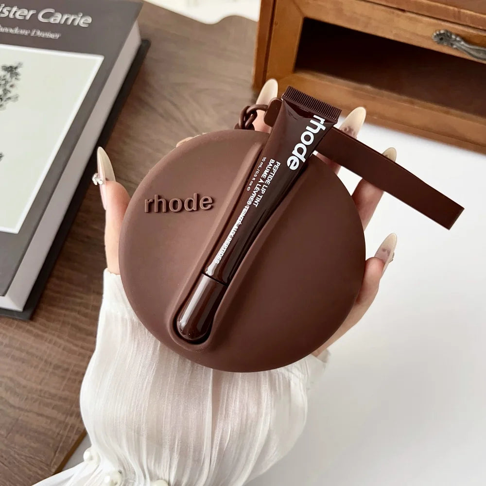 Rhode Lip Gloss Bag Cosmetic Mirror Organizer Coin Purse Lipstick Lip Glaze Organizer Storage Bag Toast Ribbon Espresso Lip Balm