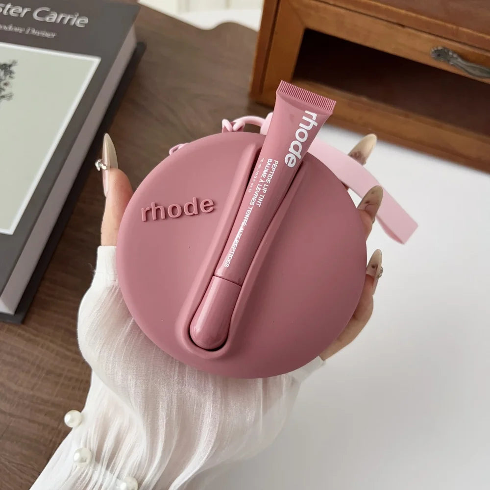 Rhode Lip Gloss Bag Cosmetic Mirror Organizer Coin Purse Lipstick Lip Glaze Organizer Storage Bag Toast Ribbon Espresso Lip Balm