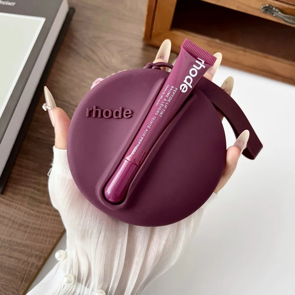 Rhode Lip Gloss Bag Cosmetic Mirror Organizer Coin Purse Lipstick Lip Glaze Organizer Storage Bag Toast Ribbon Espresso Lip Balm