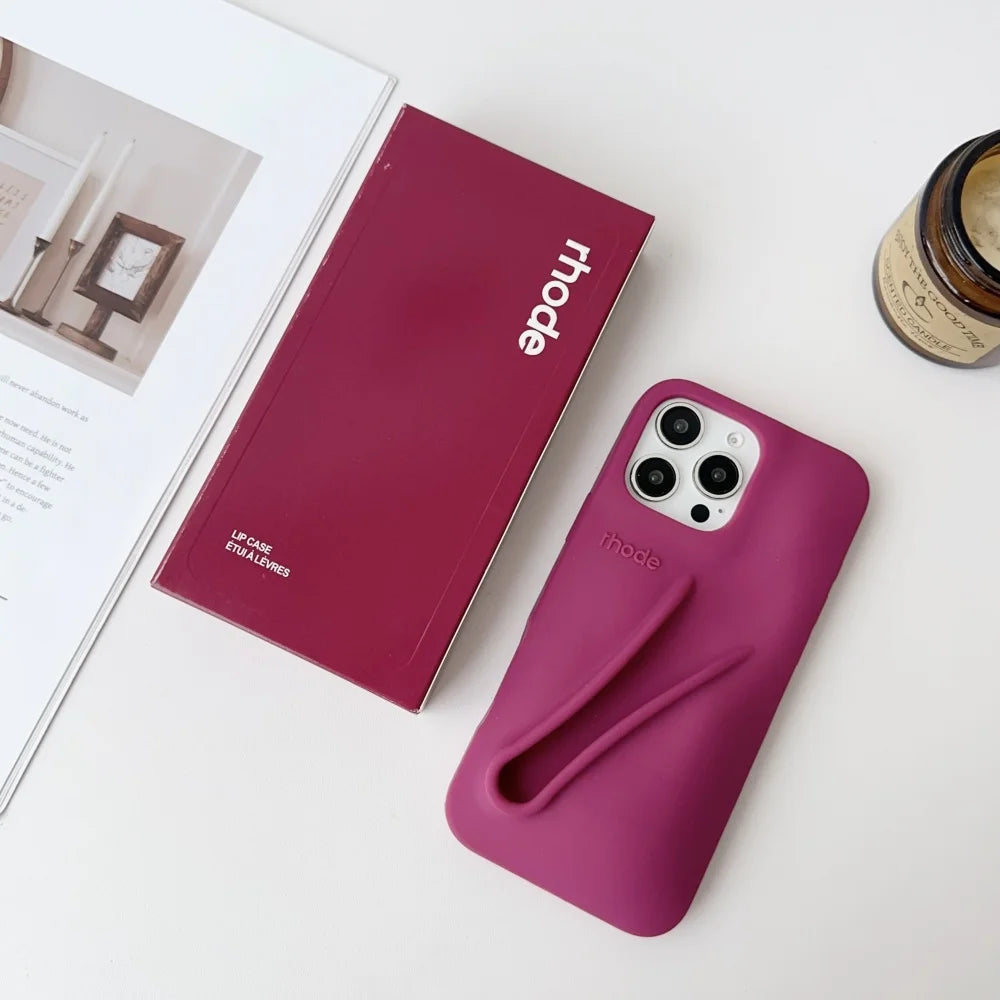 RHODE Soft Silicone Case For iPhone 16 15 14 Plus 13 12 11 Pro Max 16E Lipstick Portable Lip Gloss Holder