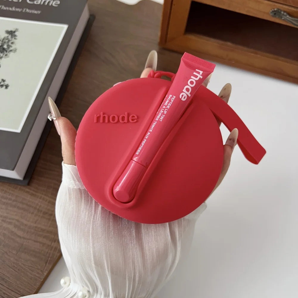 Rhode Lip Gloss Bag Cosmetic Mirror Organizer Coin Purse Lipstick Lip Glaze Organizer Storage Bag Toast Ribbon Espresso Lip Balm