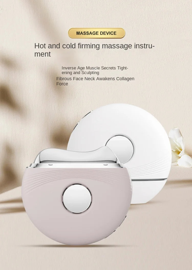 Hot and Cold Micro-current Beauty Instrument Vibrating LED Red and Blue Light Scraping Instrument, Household Neck Beauty Massage
